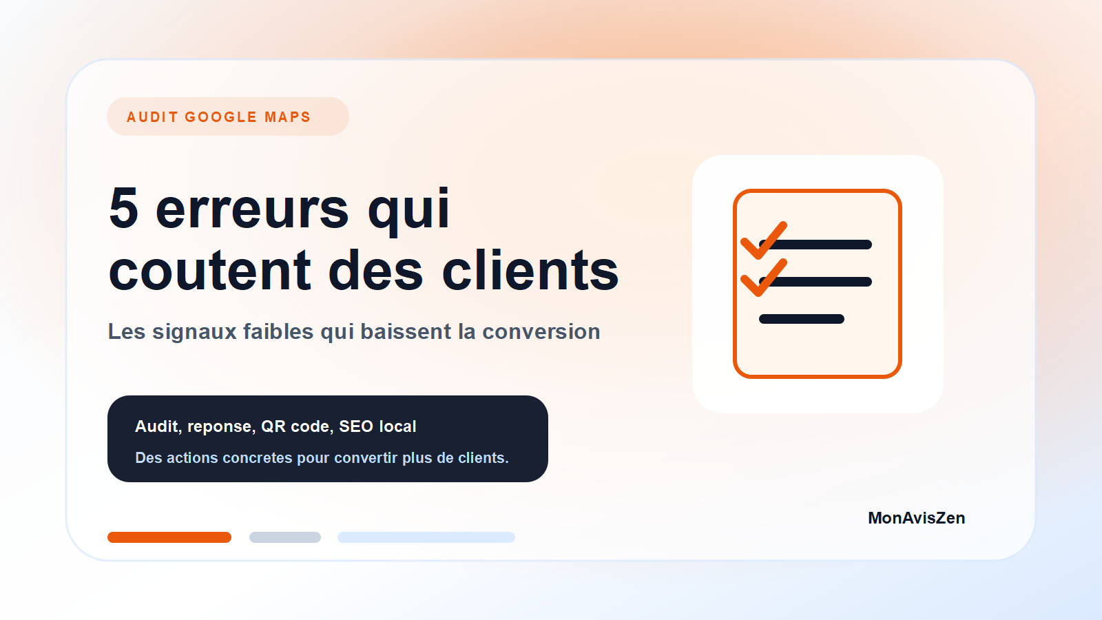 Audit d'une fiche Google Maps avec erreurs à corriger